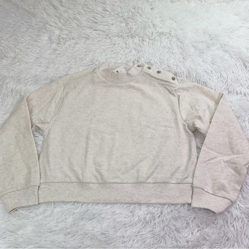 Crewcuts Girls' long sleeve mock neck disco sweatshirt with crystal buttons